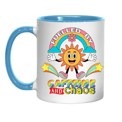Caffeine and Chaos Mug, Quirky Mug, Funny Gift For Friend - Multi Colour Options