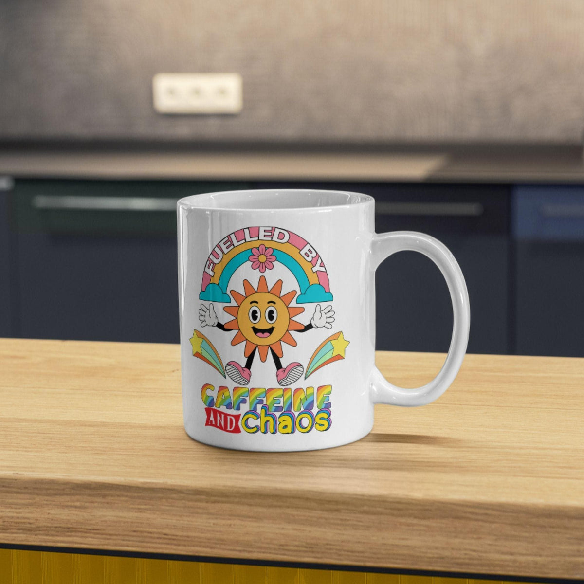 Caffeine and Chaos Mug, Quirky Mug, Funny Gift For Friend - Multi Colour Options