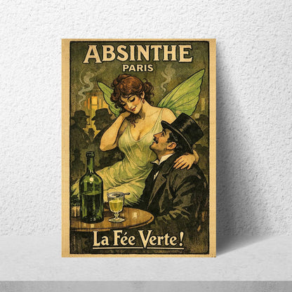 Vintage Absinthe Print Poster, Victoriana, Victorian, Retro Wall Art, Green Fairy