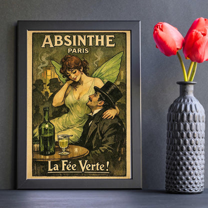 Vintage Absinthe Print Poster, Victoriana, Victorian, Retro Wall Art, Green Fairy