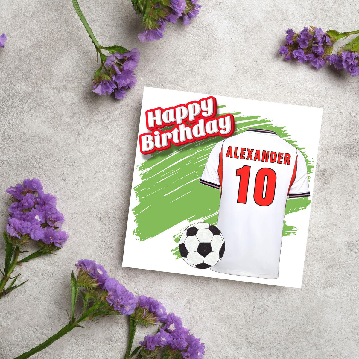 Personalised Football Shirt Birthday Card, Name and Age, England Football Team Shirt, Birthday Card for Child