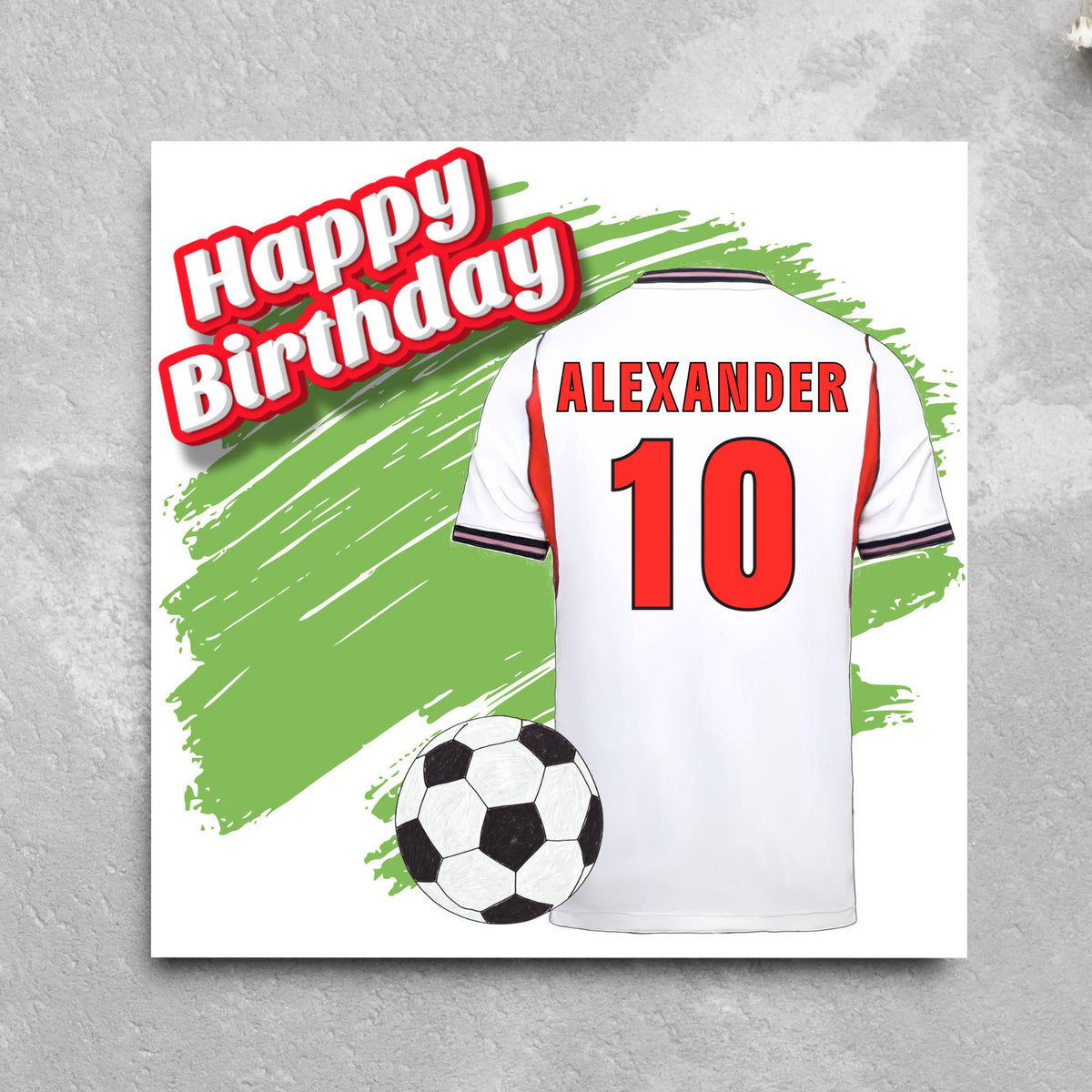 Personalised Football Shirt Birthday Card, Name and Age, England Football Team Shirt, Birthday Card for Child