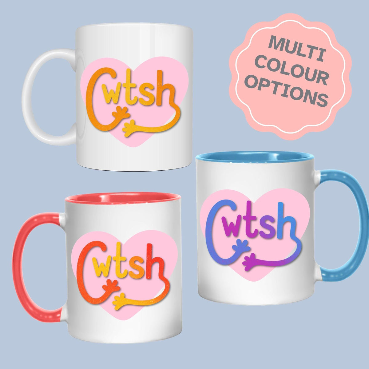 Welsh Cwtsh Mug, Welsh Language Gift - Multi Colour Options