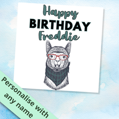 Personalised Llama Birthday Card