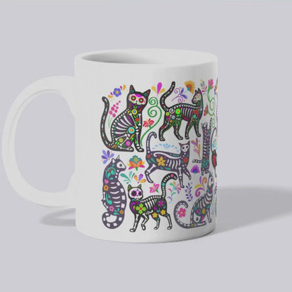 Gothic Cat  Mug, Sugar Skull, Cinco De Mayo Cats