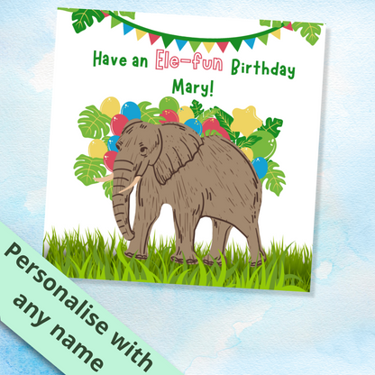 Personalised Elephant Birthday Card