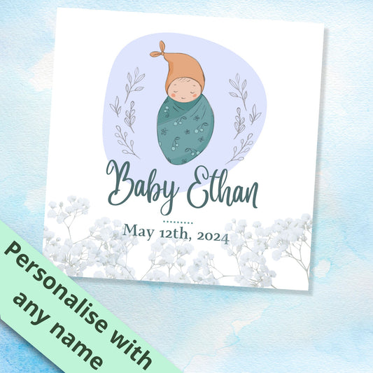 Personalised New Baby Card for a boy